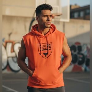 Under Armour Project Rock Sleeveless Hoodie with 'Blood Sweat Respect'